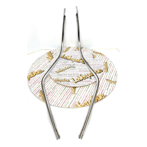 Bordo scudo in acciaio cromato a 2 pezzi per VESPA GS 150 GS VS2 VS3 VS4 VS5 adattabile a VS1 ed a bordo ULMA tipo 107 tubolare con viti a grano lato destro e sinistro fondo di magazzino