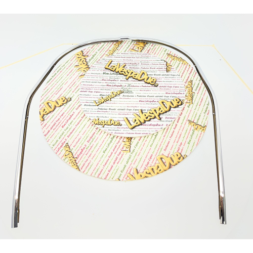 Bordo scudo in acciaio cromato a 2 pezzi per VESPA GS 150 GS VS2 VS3 VS4 VS5 adattabile a VS1 ed a bordo ULMA tipo 107 tubolare con viti a grano lato destro e sinistro fondo di magazzino