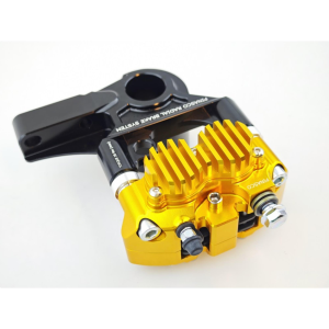 Impianto frenante anteriore PINASCO 26280111 con pinza radiale a 4 pistoncini colore pinza oro supporto nero per VESPA PX 125 150 200 PE COSA ETS 50 PK HP XL LML STAR