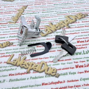 Serratura per bauletto cromata completa per VESPA PX 125 150 200 ARCOBALENO freno a disco completa di molla e piastrina r.o. 198560