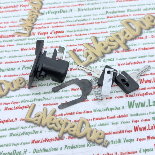 Serratura per bauletto Nera per VESPA PX 125 150 200 ARCOBALENO freno a disco completa di molla e piastrina