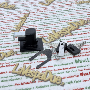 Serratura per bauletto Nera per VESPA PX 125 150 200 ARCOBALENO freno a disco completa di molla e piastrina