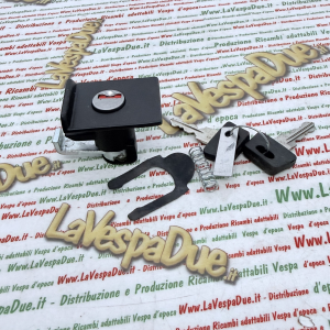Serratura per bauletto Nera per VESPA PX 125 150 200 ARCOBALENO freno a disco completa di molla e piastrina