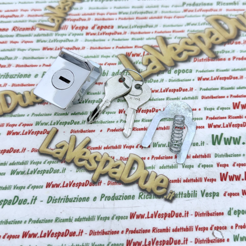 Serratura bauletto cofano cromata con chiave tipo NEIMAN per VESPA 50 80 125 150 160 180 200 PRIMAVERA PX PE SUPER SPRINT RALLY ET3  r.o. 073258