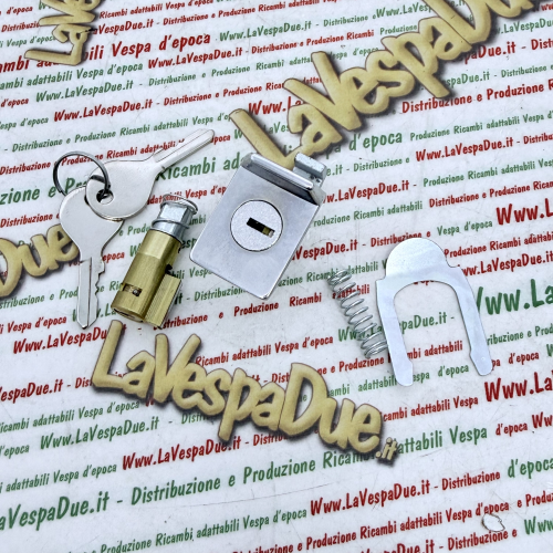 Coppia kit serrature bauletto e bloccasterzo con chiave tipo NEIMAN VESPA 50 90 125 150 160 180 200 SPECIAL PX TS SS SPRINT RALLY r.o. 152096 120328 073258 guida da 4 mm