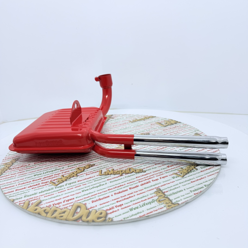 Marmitta rossa tipo abarth 125 150 VNA VNB VBA VBB SUPER VN1CT VB1CT ruota 8 pollici con doppio tubo di scarico cromato