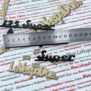 Set kit 3 scritte targhette blu notte per VESPA 125 SUPER VNC1T in alluminio anodizzato anteriore e posteriore prodotto italiano 