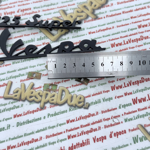 Set kit 3 scritte targhette blu notte per VESPA 125 SUPER VNC1T in alluminio anodizzato anteriore e posteriore prodotto italiano 