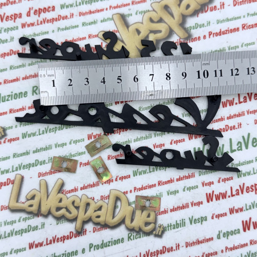 Set kit 3 scritte targhette blu notte per VESPA 125 SUPER VNC1T in alluminio anodizzato anteriore e posteriore prodotto italiano 