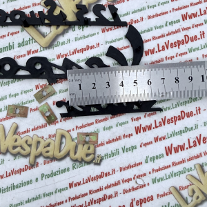 Set kit 3 scritte targhette blu notte per VESPA 125 SUPER VNC1T in alluminio anodizzato anteriore e posteriore prodotto italiano 