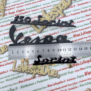 Set kit 3 scritte targhette blu notte per VESPA 150 SPRINT VLB1T in alluminio anodizzato anteriore e posteriore prodotto italiano 