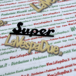 Targhetta scritta anteriore blu notte per VESPA 125 150 SUPER VNC1T VBC1T in alluminio anodizzato con 2 pioli di fissaggio interasse 55 mm prodotto italiano 