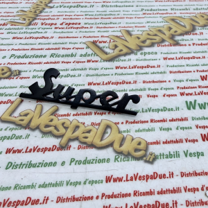 Targhetta scritta anteriore blu notte per VESPA 125 150 SUPER VNC1T VBC1T in alluminio anodizzato con 2 pioli di fissaggio interasse 55 mm prodotto italiano 