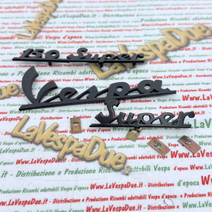 Set kit 3 scritte targhette blu notte per VESPA 150 SUPER VBC1T in alluminio anodizzato anteriore e posteriore prodotto italiano 