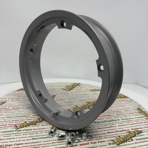 Metallisch graue Tubeless-Felge, Daisy-Modell, für VESPA 50 125 150 200 SPECIAL PRIMAVERAS ET3 ELESTART PX PE SPRINT T5 etc....