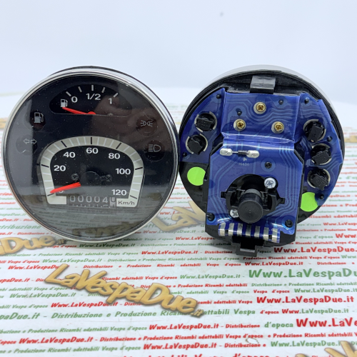 Contachilometri VESPA PX PE MY MILLENNIUM 125 150 200 120 km/h adat. r.o. 583074 Arcobaleno nero con cornice cromata