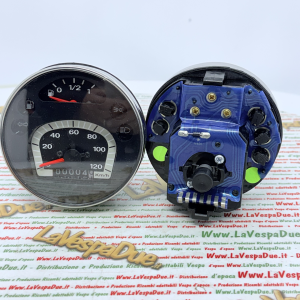 Contachilometri VESPA PX PE MY MILLENNIUM 125 150 200 120 km/h adat. r.o. 583074 Arcobaleno nero con cornice cromata