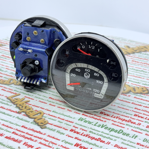 Contachilometri LVDUE VESPA PX PE MY MILLENNIUM 125 150 200 120 km/h adat. r.o. 583074 Arcobaleno nero con cornice cromata