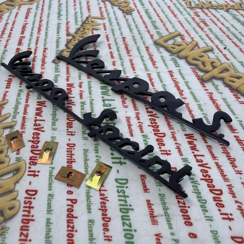 Set 2 targhette scritte blu notte per VESPA 150 SPRINT VLB1T 52001> VLB2T 50001> in alluminio anodizzato anteriore e posteriore prodotto italiano 