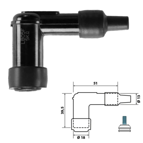 Cappuccio attacco candela LB05F con resistore per VESPA APE LAMBRETTA CIAO 