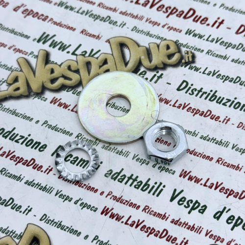 Kit dado e rondelle per VESPA PK PX N RUSH T5 COSA HEXAGON specifico attacco superiore ammortizzatore anteriore sottovite supporto r.o. 174088 012535 021210