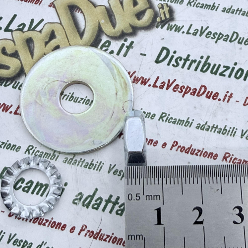 Kit dado e rondelle per VESPA PK PX N RUSH T5 COSA HEXAGON specifico attacco superiore ammortizzatore anteriore sottovite supporto r.o. 174088 012535 021210