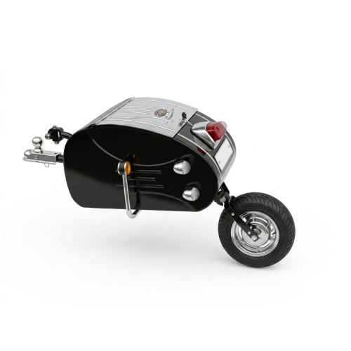 Carrello rimorchio verniciato nero da applicare alla parte posteriore adattabile VESPA LAMBRETTA a tutti gli scooter o moto scooter trailer tipo PAV