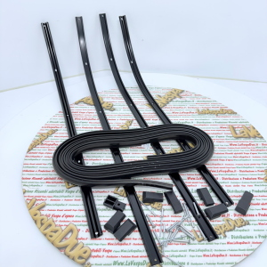 Set of semi-gloss black footboard strips for VESPA PK S 50 PK 125 ro 154669 complete in soft aluminum with black strips and tips