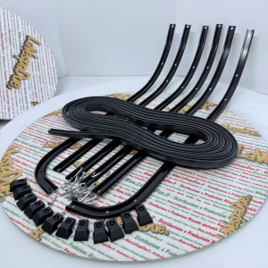Set of semi-gloss black footboard strips for VESPA 125 150 SUPER GTR GT TS SPRINT VELOCE 180 200 RALLY ro 610233M complete in soft aluminum with black strips and tips