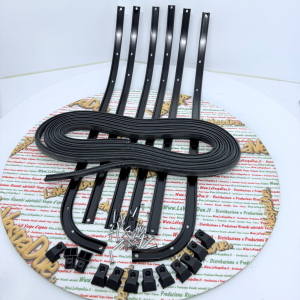 Set of semi-gloss black footboard strips for VESPA 125 150 SUPER GTR GT TS SPRINT VELOCE 180 200 RALLY ro 610233M complete in soft aluminum with black strips and tips