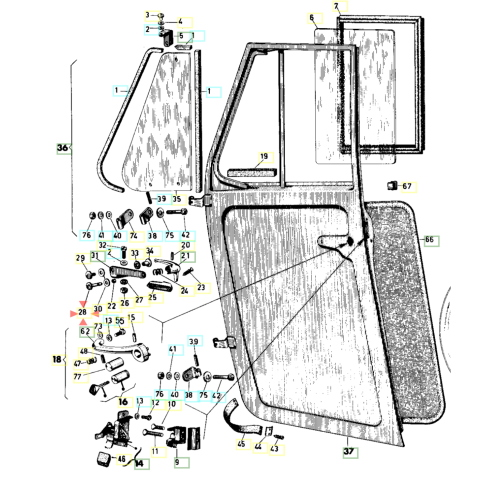 Perno per porta anteriore e deflettore laterale APE 220 400 420 MP P501 P601 MP601 CLASSIC E4 VAN r.o. 604558 sportello ORIGINALE PIAGGIO