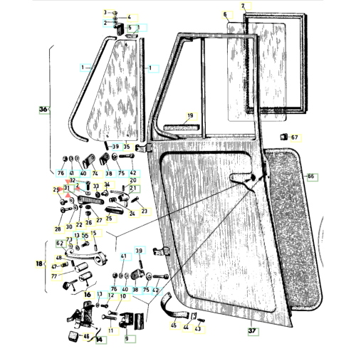Staffa destra per vetro deflettore laterale APE 220 400 420 MP P501 P601 MP601 CLASSIC E4 VAN r.o. 108801 sportello ORIGINALE PIAGGIO