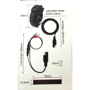 Caricabatteria da manubrio da 20 a 23 mm presa doppia porta USB e USB-C universale 12 24 Volt con coperchio di protezione VESPA APE LAMBRETTA  PD 30W e QC 18W auto moto scooter barche camion 