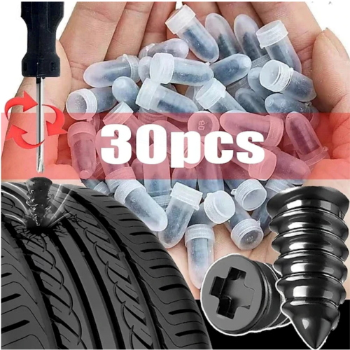 Reifenreparaturset zum Einstecken und Loslegen für Auto, Motorrad, LKW, Roller, Reparatur von schlauchlosen Reifen, Gumminagel zur Reifenreparatur mit Schraubendreher