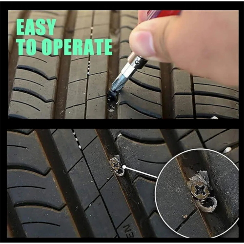 Reifenreparaturset zum Einstecken und Loslegen für Auto, Motorrad, LKW, Roller, Reparatur von schlauchlosen Reifen, Gumminagel zur Reifenreparatur mit Schraubendreher