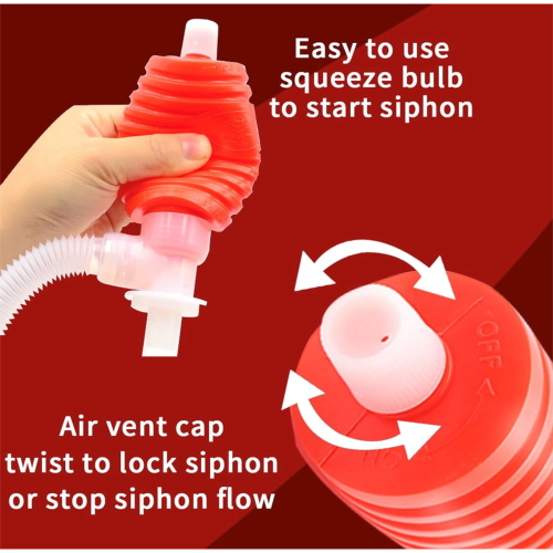 Bomba manual para la aspiración y transferencia de líquidos como gasolina, aceite, agua y anticongelante, para la eliminación segura de fluidos nocivos de los radiadores y depósitos de combustible de vehículos VESPA, APE y LAMBRETTA.