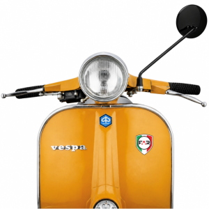 FAR black left rearview mirror from the 60s/70s for VESPA 50 125 150 180 200 complete with bracket