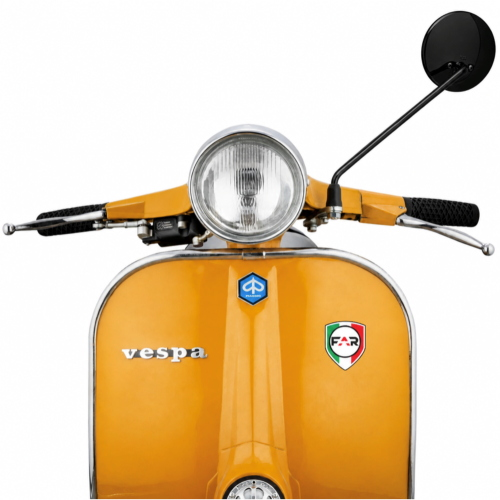 FAR black left rearview mirror from the 60s/70s for VESPA 50 125 150 180 200 complete with bracket