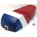 Asiento deportivo tipo joroba con los colores de las banderas francesa e inglesa para VESPA PX PE 125 150 200.