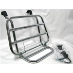 Verchromter Frontgepäckträger für VESPA 50 125 150 160 180 200 NLR SPECIAL ELESTART ET3 PRIMAVERA VNA VNB VBB VBA GL SPRINT SUPER GT GTR GS SS SUPER SPORT RALLY Universal mit Spurstangen