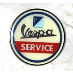Spilla pins smaltata VESPA SERVICE insegna in miniatura in lega metallica r.o. 610108M diametro circa 26 mm
