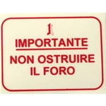 Autocollant rouge « IMPORTANT : NE PAS BOUCHER L’OUVERCLE » pour Vespa - 62 x 47 mm. ro 610176M