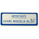 Autocollant de mélange bleu 5% pour VESPA 125 V30>33T VM U VN VL GS - 58 X 20 mm.