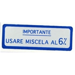 Pegatina azul al 6% para VESPA 150 GS de 1954 a 1961 VS1T > 5T tamaño mm. 58X20