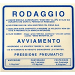 Autocollant bleu de réglementation de rodage pour VESPA 180 200 RALLY VSD 2% - 127 X 115 mm.