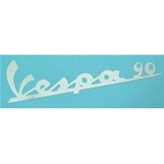 Plaque adhésive en PVC blanc avec inscription VESPA 90