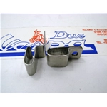 Pair of chrome-plated plates for fixing fan cover cables for VESPA