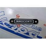 Targhetta INNOCENTI in metallo per sella LAMBRETTA 50 125 150 175 200
