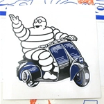 "MINIO MICHELIN ON BLUE VESPA" sticker for VESPA APE LAMBRETTA etc. ..................