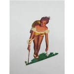 Pegatina PIN-UP en columpio, diseño F. MOSCA, para VESPA LAMBRETTA MOTO GUZZI MOTOM LODOLA etc. . . .